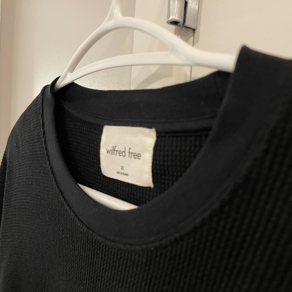 Black Aritzia Wilfred Free Waffle Knit Long Sleeve Shirt - Picture 6 of 7